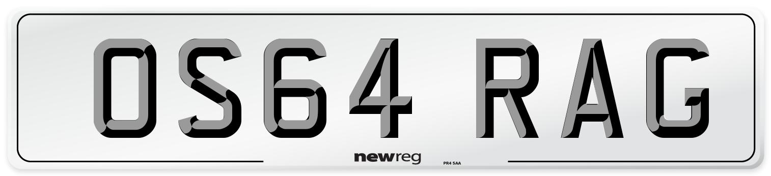 OS64 RAG Number Plate from New Reg